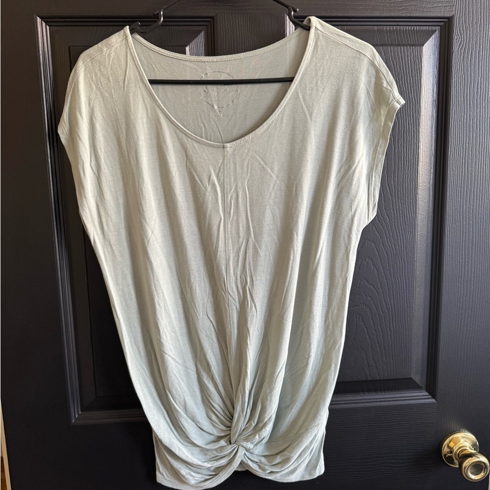 Mint green twist front inc. shirt